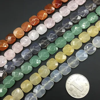 12 мм и 16 бр. Естествени Полускъпоценни камъни Свободни Мъниста на Конец Квадратно сечение 18 Цвята По ваш избор Колие направи си САМ Аксесоари 2