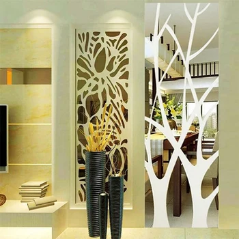 3D Акрилни Дърво-Рефлексен Стикер На Стената Свалящ се САМ Художествена Стикер Начало Декор Рисувани Стенни 100X28 СМ 1