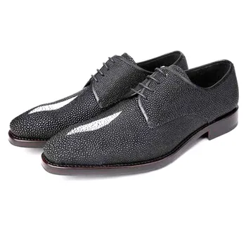 weitasi/мъжки кожени обувки от перлената кожата риба, мъжки модел обувки ръчно изработени обувки за сватбен банкет, танци, висококачествени Мъжки обувки 0