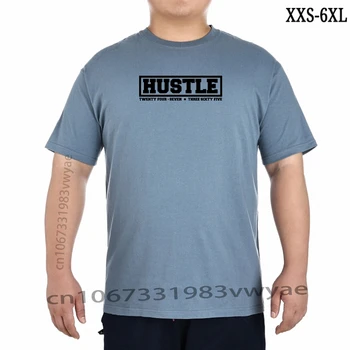 Мъжка тениска с къс ръкав Hustle 247 365. (черен текст) Вдъхновяваща Тениска с кръгло деколте Дамски тениска XXS-6XL